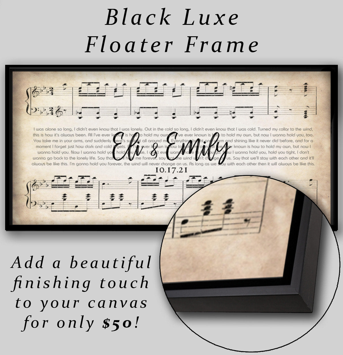 Exclusive Luxury Black Floater Frame Canvas Upgrade