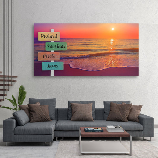 Beach Names Signs Family Canvas - AmourPrints