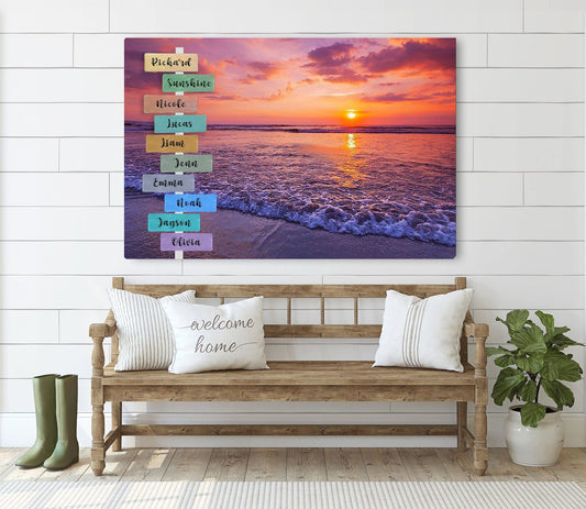 Beach Names Signs Family Canvas Wall Decor - AmourPrints