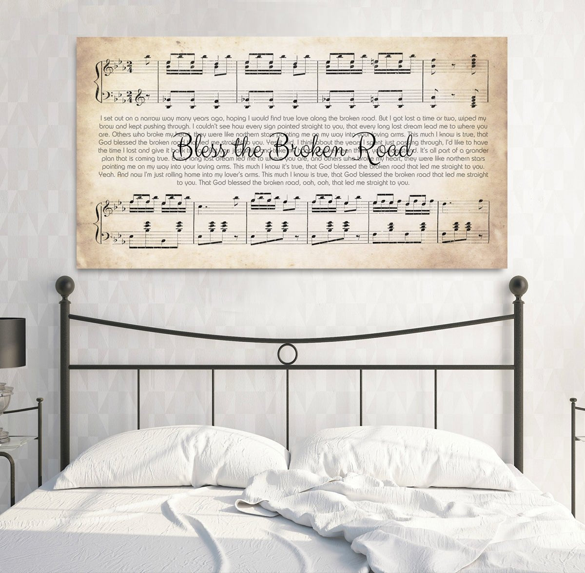 Bless the Broken Road Song Sheet Music Lyrics Canvas Wall Art - AmourPrints