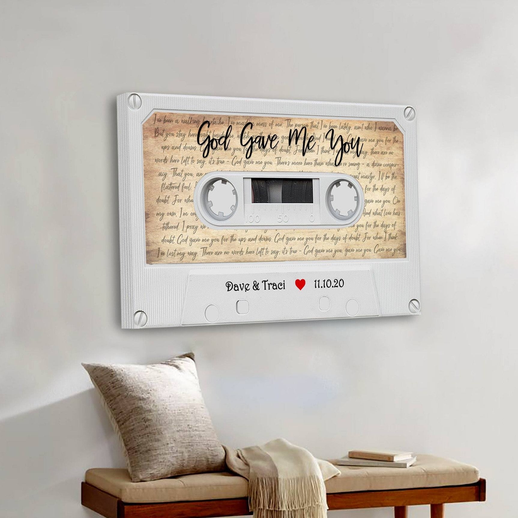Cassette Tape Couple Song Lyrics on Canvas - Ready to Hang - AmourPrints