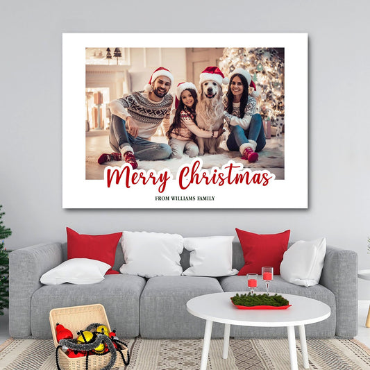 Christmas Family Picture and Name Canvas Wall Decor - AmourPrints