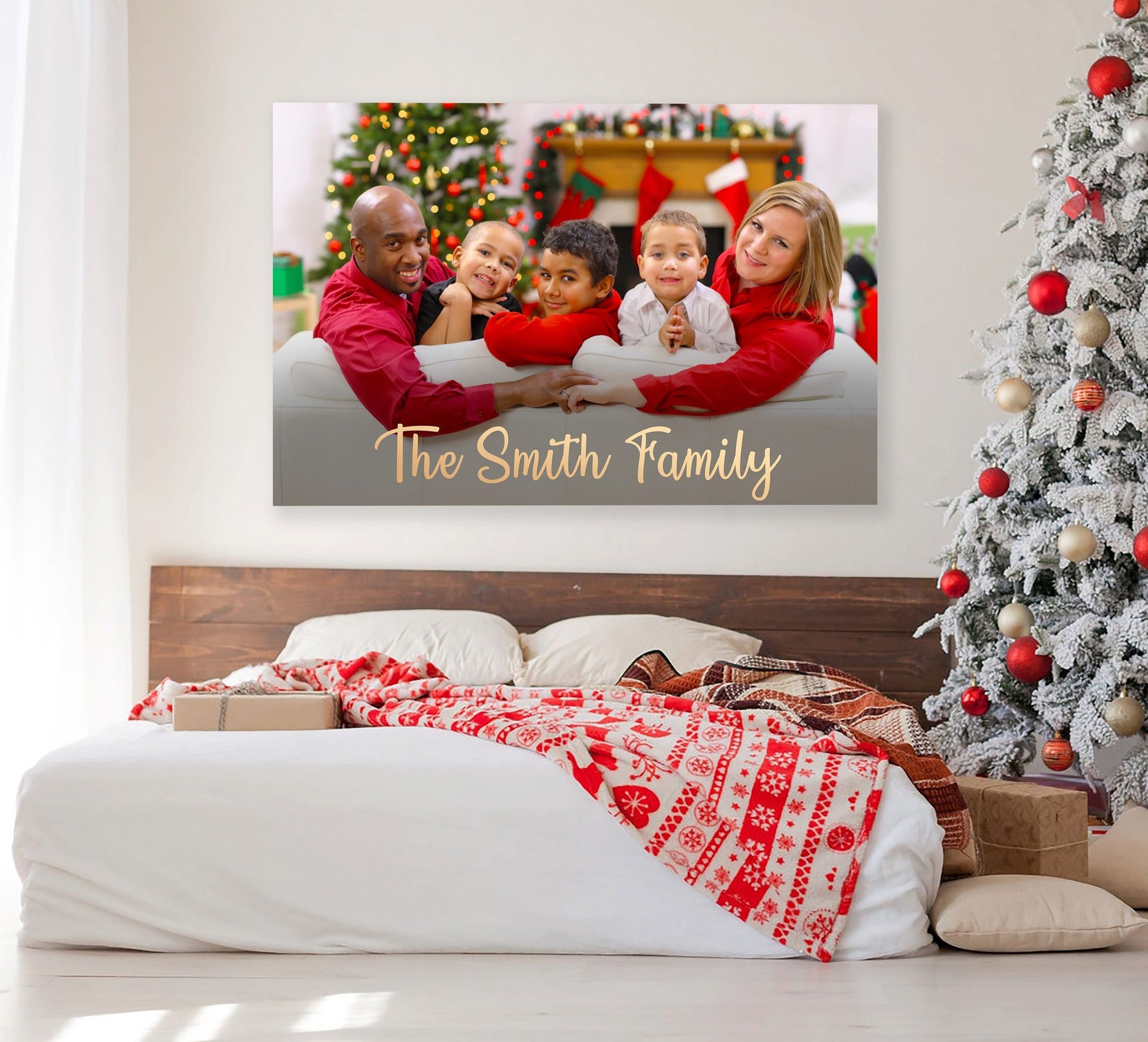 Custom Christmas Picture with Family Name Canvas Wall Decor - AmourPrints