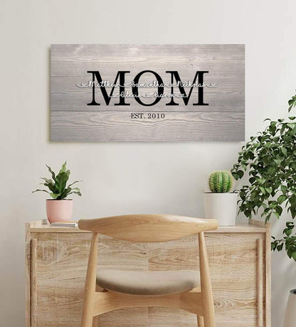 Custom Mom Children Wood Canvas - AmourPrints