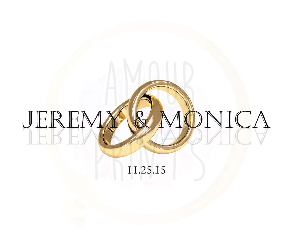 Custom Wedding Names and Date Couple Rings White Modern Luxe Canvas Art Print - AmourPrints