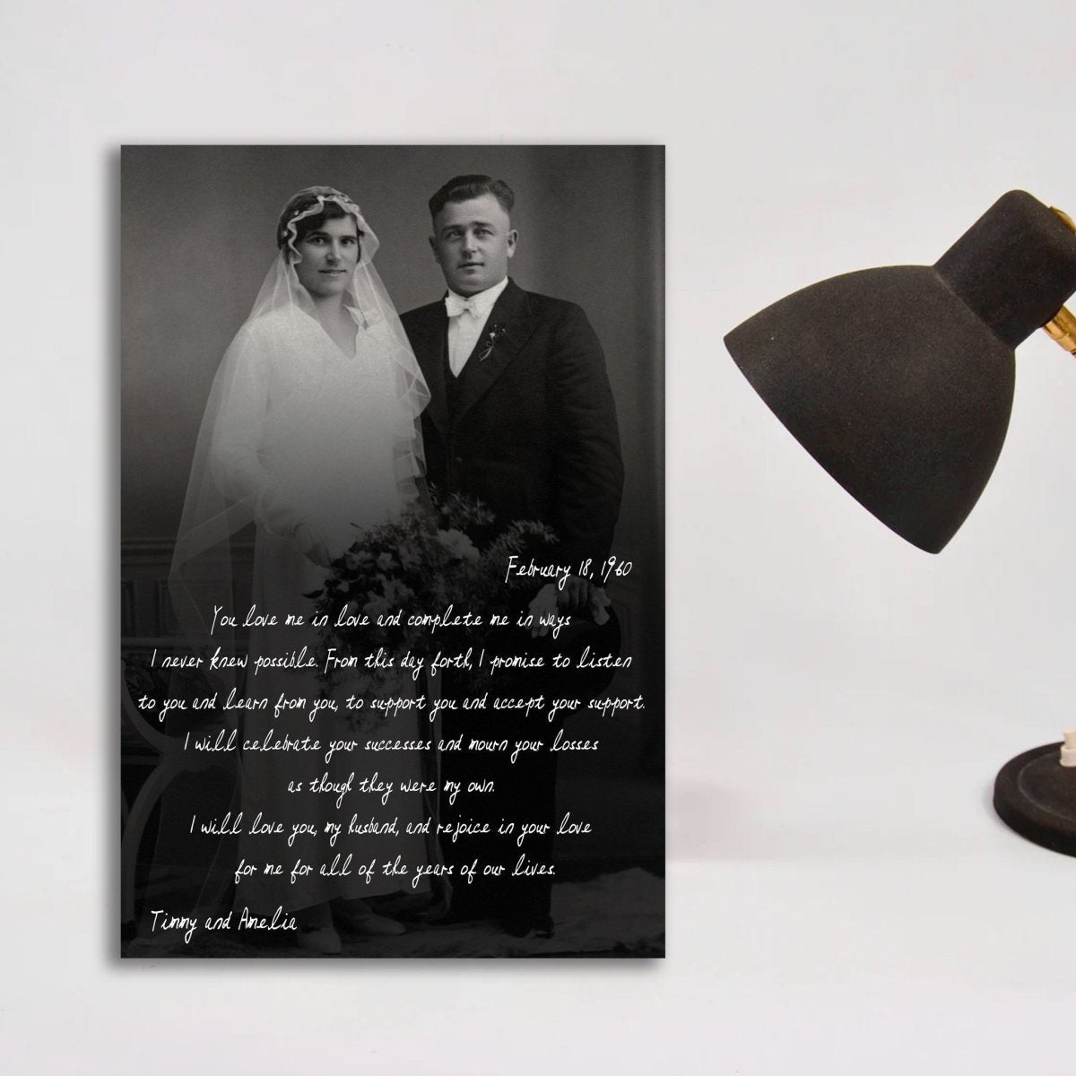 Custom Wedding Photo and Vows Canvas - AmourPrints
