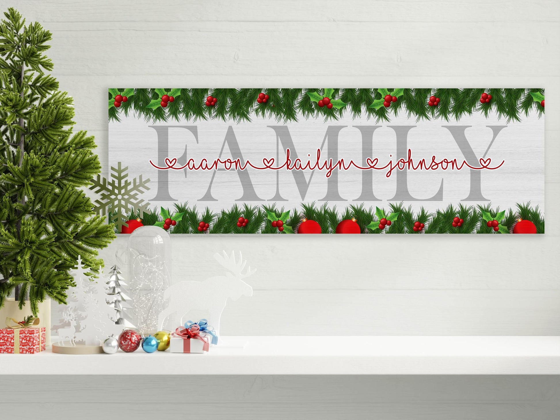 Family Names Custom Christmas Canvas Wall Decor - AmourPrints