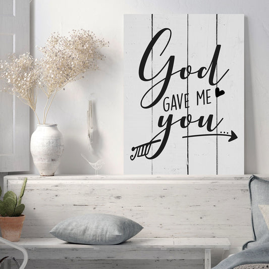 God Gave Me You Wood Design Canvas - AmourPrints