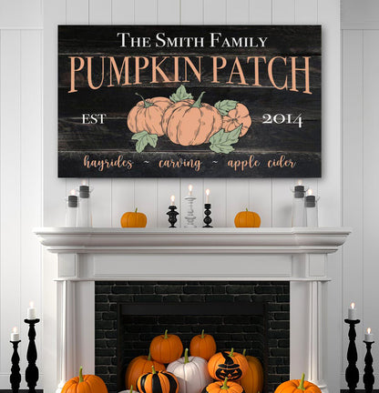 Halloween Custom Name Pumpkin Patch Canvas Wall Decor - AmourPrints