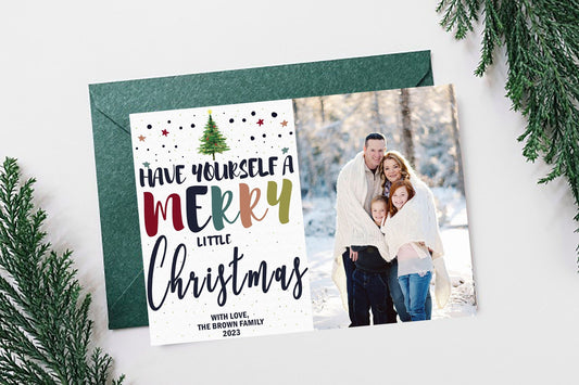 Have Yourself a Merry Little Christmas with Family Portrait Holiday Card - AmourPrints