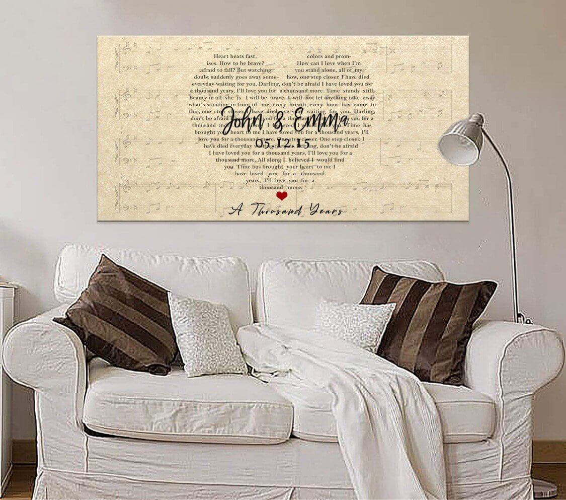 Heart Shaped Song Lyrics Custom Canvas Wall Art - Ready To Hang - AmourPrints
