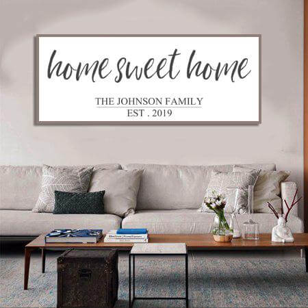 Home Sweet Home Custom Name Canvas Wall Art Home Decor - AmourPrints