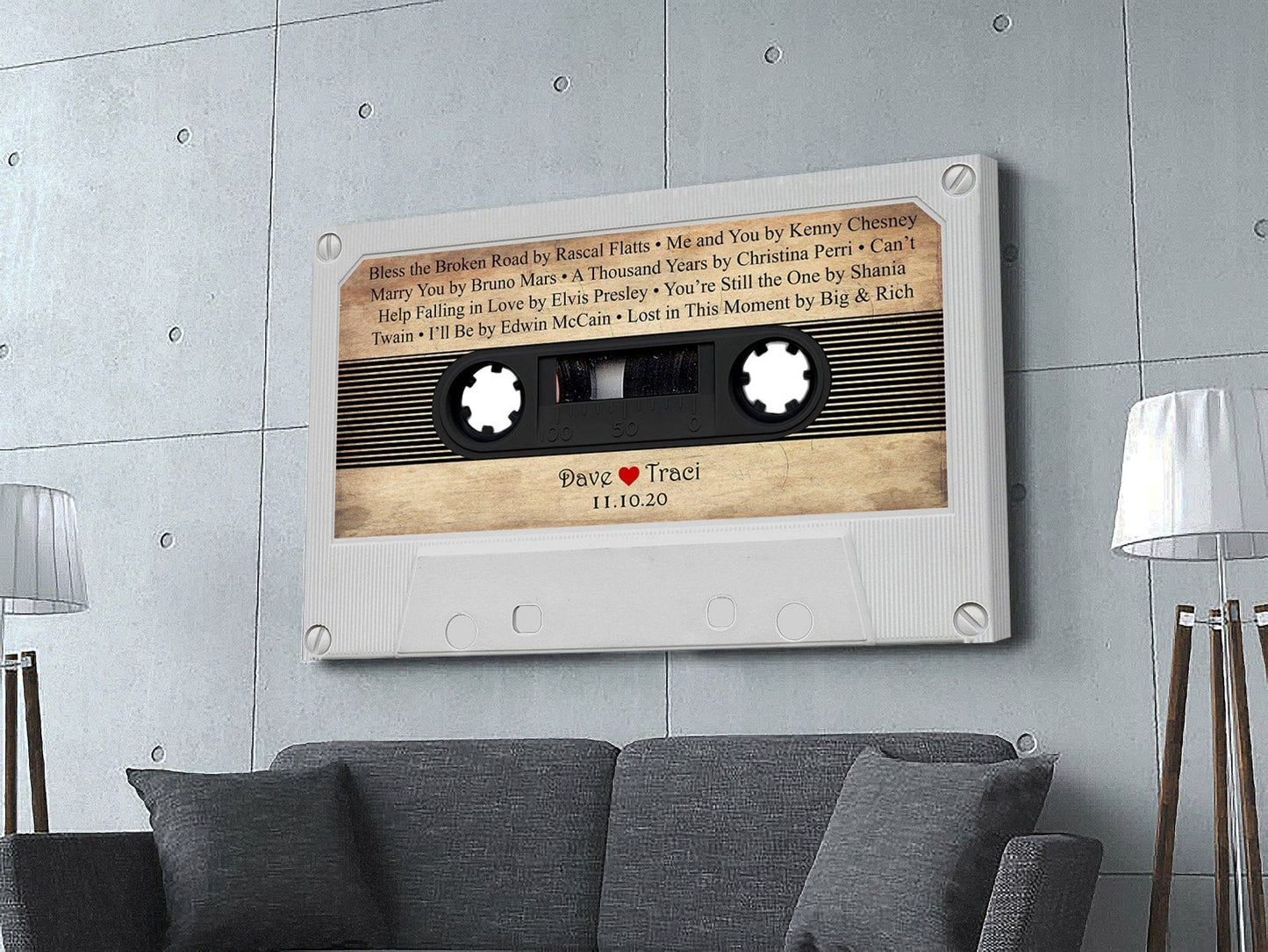 MixTape Couple Names and Date Canvas - AmourPrints