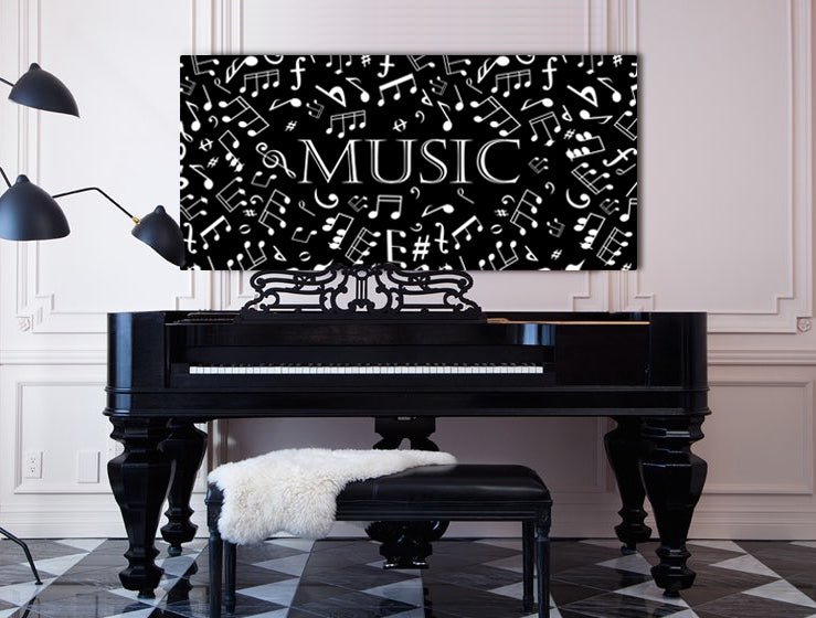 Music Notes Black Luxe Musician Song Canvas Wall Decor - AmourPrints