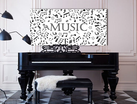 Music Notes White Musician Song Canvas Wall Decor - AmourPrints