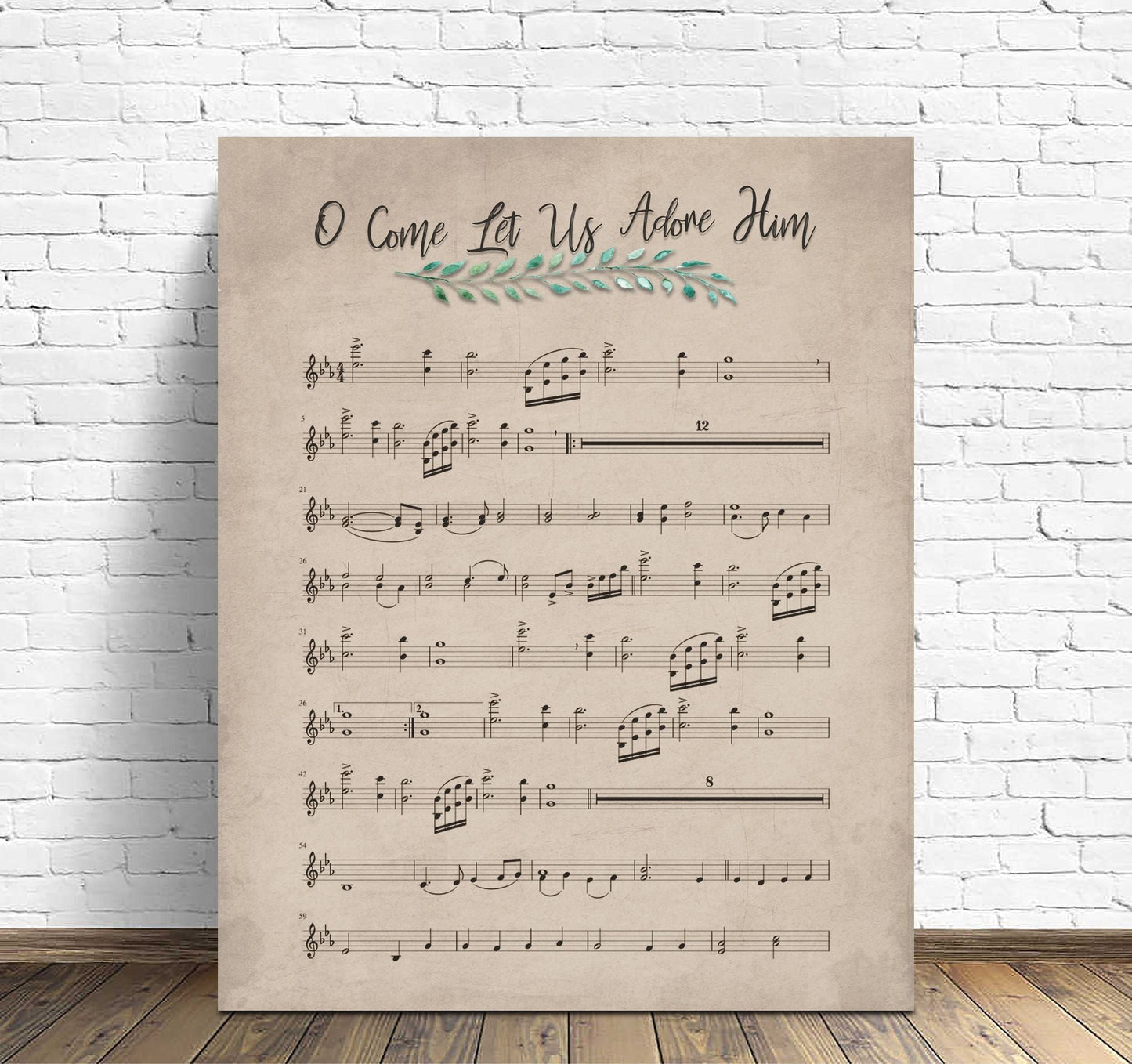 Oh Come Let Us Adore Him Music Canvas- Ready to Hung - AmourPrints