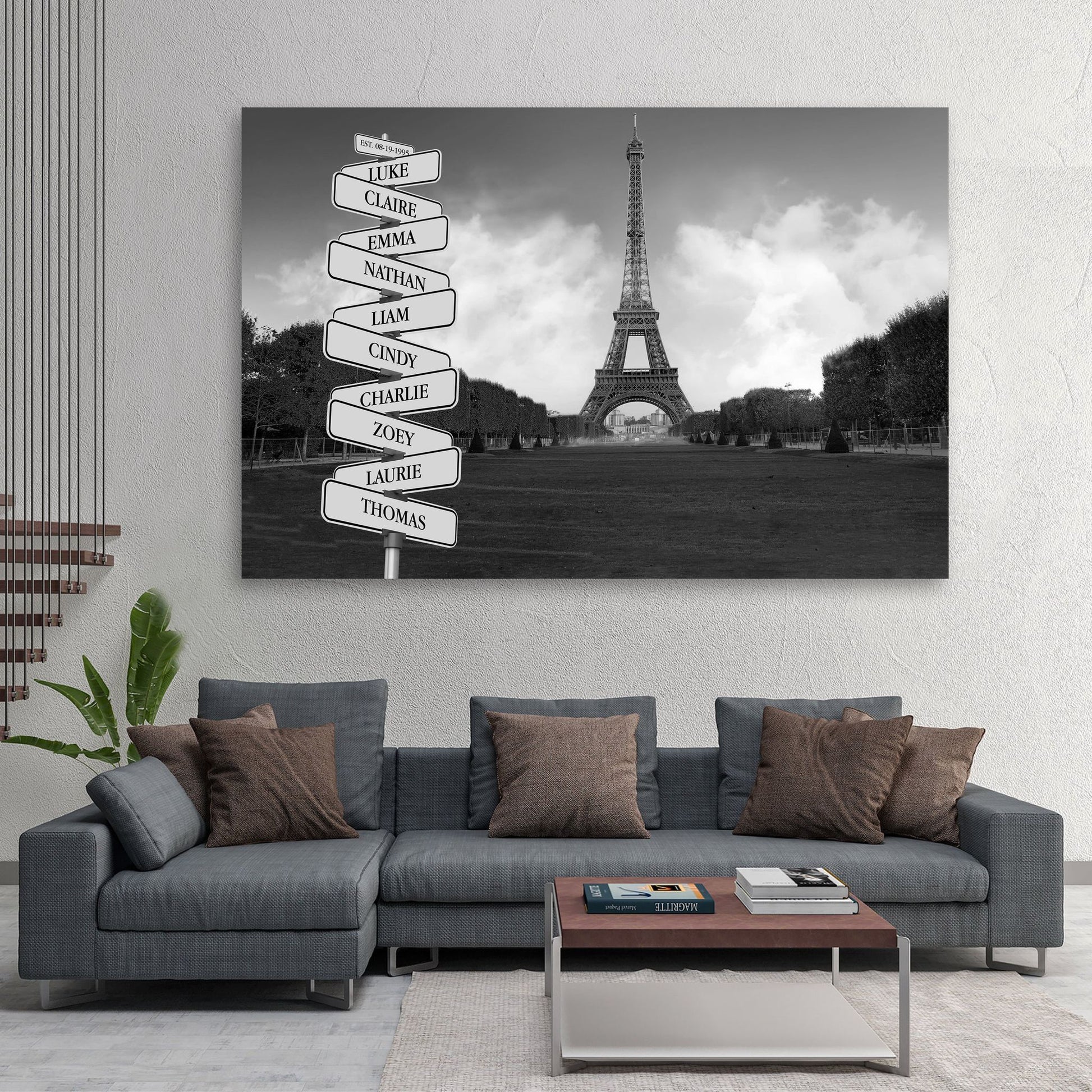 Paris Eiffel Tower Names Signs Family Canvas Wall Decor - AmourPrints