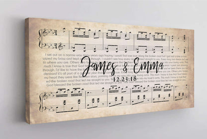 Song Lyric Wedding Canvas - Ready To Hang (Preview) - AmourPrints
