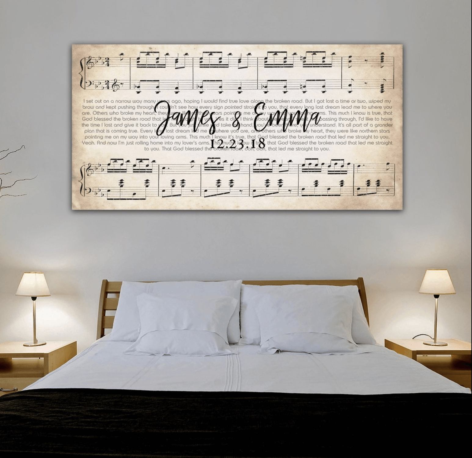 Song Lyric Wedding Canvas - Ready To Hang (Preview) - AmourPrints