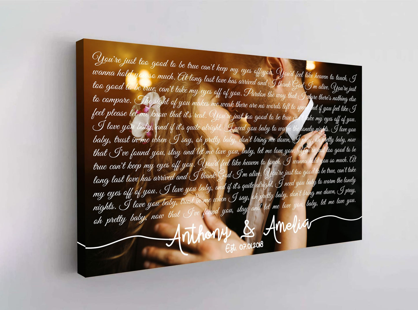 Wedding Photo and Song Lyrics Canvas - AmourPrints