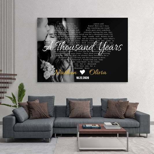 Wedding Picture with Heart Custom Lyrics Song Canvas - AmourPrints